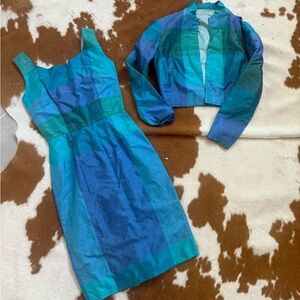 VINTAGE 2 piece set dress and cropped matching jacket